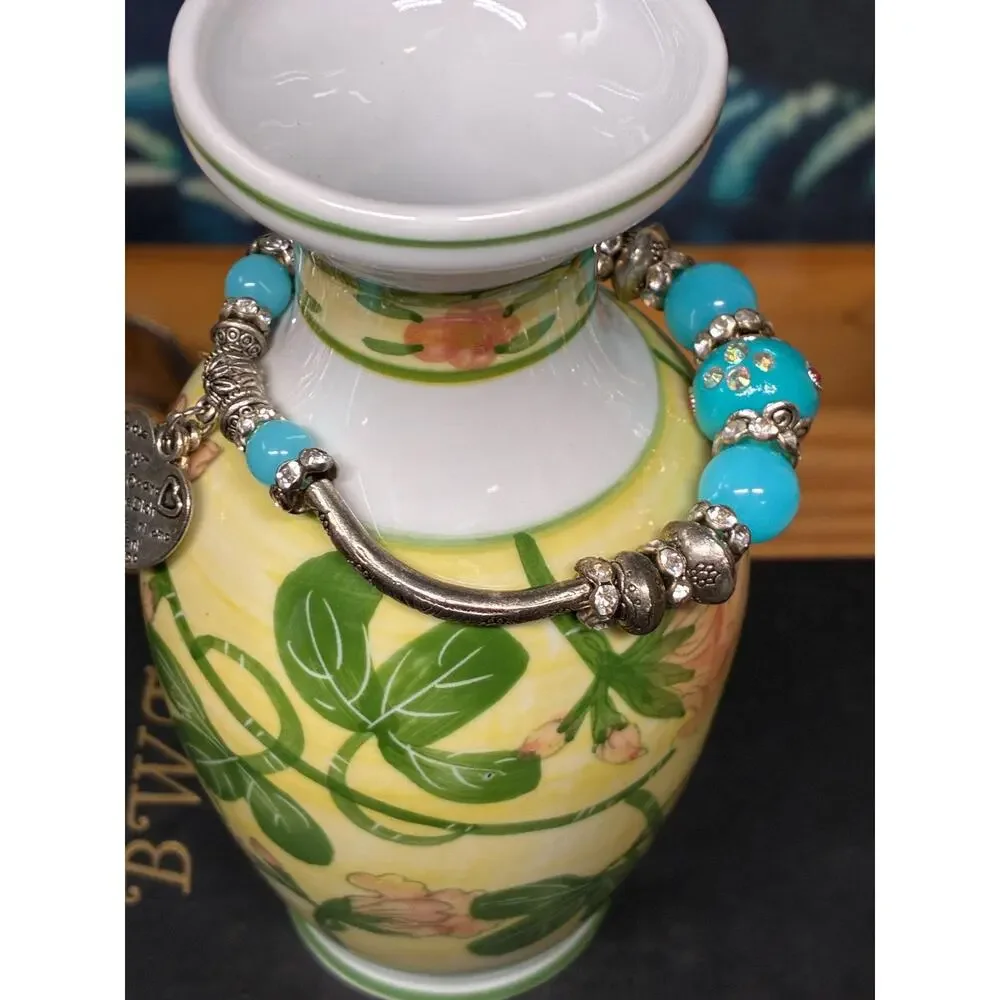 Turquoise Charm Bracelet with “I Love You” Heart Charms – Made with Love, Boho